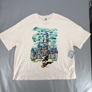 Disney Parks Mickey Mouse Castle Artistic Graphic Tee Cream XL NWT NEW WDW